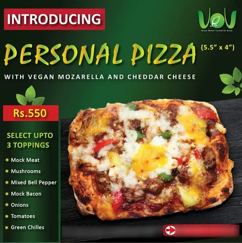 VoV Vegan Restaurant social post: Personal pizza introduction