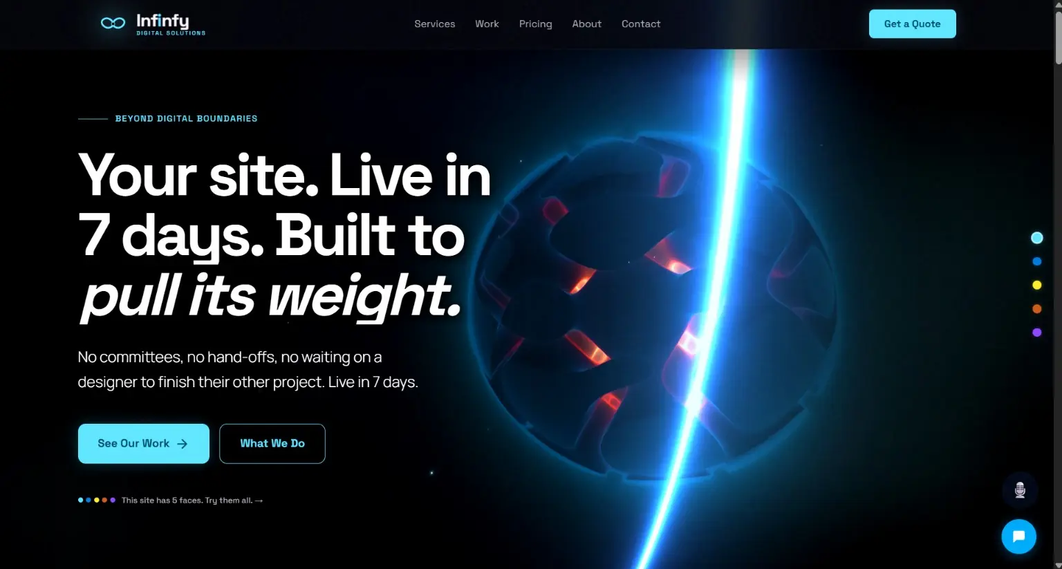 Infinfy Solutions website home page
